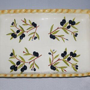 Ceramic Serving Platter with Olives motif